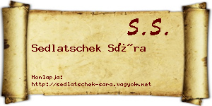 Sedlatschek Sára névjegykártya